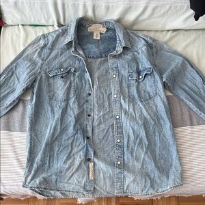 H&M Light Blue Denim Button-Down Shirt